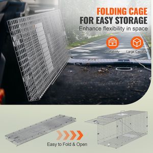 Trampa para animales vivos de hierro galvanizado, 42 x 16 x 18 pulgadas, para gatos, perros callejeros, serpientes y armadillos, con mango plegable, tamaño estándar estadounidense - Product Image 6