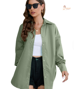 Proveedor de Fábrica: Camisas y Blusas Casuales de Color Sólido para Mujer, Primavera-Verano, con Botones, Bordado y Logotipo Frontal, Tejido de Punto - Product Image 1