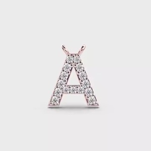 Pendentif Alphabet Amour en Or 14K Plaqué Rhodium avec Moissanite, Design Personnalisé en Forme de Cœur, Collier Minimaliste Sans Chaîne - Product Image 1