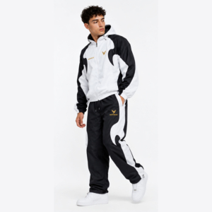 Conjunto de 2 piezas de pantalones deportivos softshell con cremallera personalizados para hombre, con ribetes elásticos en las puños, chándal unisex de nailon con bloques de color y cortavientos. - Product Image 5