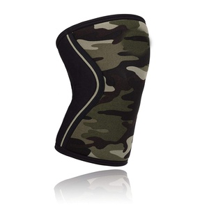 Genouillère unisexe en néoprène 7 mm avec logo personnalisé, antidérapante, élasticité réglable pour la musculation, camouflage noir 5 mm - Product Image 1