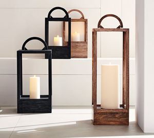 Modern Wooden Glass Hurricane Candle Holder <b>Lantern</b> <b>Set</b> Decorative Tabletop Candle <b>Lanterns</b> Home Decor Decorative candle holder - Product Image 3