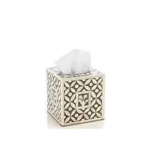 Hand Engraving Bone Inlay Finishing Square Shape Leaf Design Antique Finishing Tissue Box by Perfect Enterprises - Product Image 1