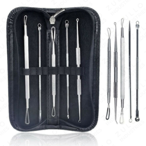 Professional 5 Piece Stainless Steel Acne Extractor Kit with Double Ended Lancet Needles for Blackhead Pore Cleaning - Product Image 6