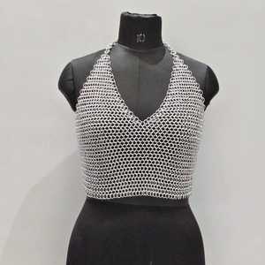 Armadura de Moda para Mujer, Diseño Soldado, Forma Irregular, de Acero Inoxidable Plateado con Eslabones de Cadena - Product Image 2