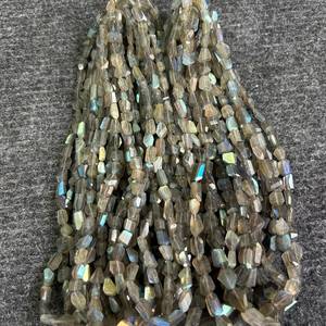 Faceted <b>Stone</b> <b>Beads</b> For Jewelry Making 8 Inch Strand Natural Gray Blue Labradorite Loose <b>Beads</b> - Product Image 4