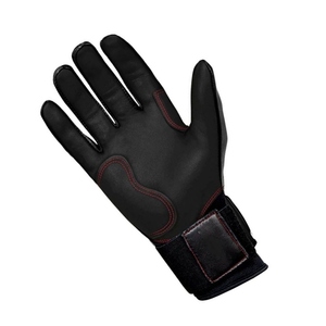 Black Leather Batting Gloves With <b>Hook</b> And Loop Closure Unisex Adult Training Durable Ambidextrous - Product Image 2