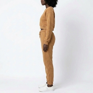 Ensemble 2 pièces sweat-shirt court et pantalon de jogging en molleton à col rond, confortable et décontracté, personnalisable, OEM, vente en gros, fabricant - Product Image 3