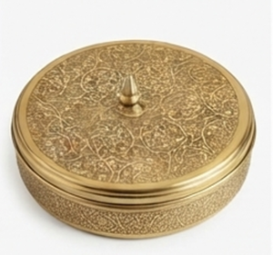 Organisateur d'épices rond doré avec couvercle artistique pour le rangement de la cuisine, la cuisine quotidienne et la décoration festive - Product Image 4