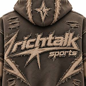 Sweat-shirt à capuche pour homme, coupe classique, en coton French Terry, style streetwear, effet vieilli, logo brodé, poche décorative, hiver - Product Image 5