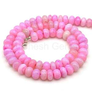 Collier ras du cou en opale rose naturelle lisse, perles rondes de 7 à 9 mm, fournisseur en gros - Product Image 2