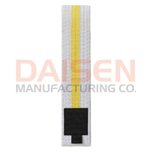 Cinturón de Taekwondo blanco con franja amarilla, tela duradera, equipo de entrenamiento de artes marciales unisex - Product Image 3