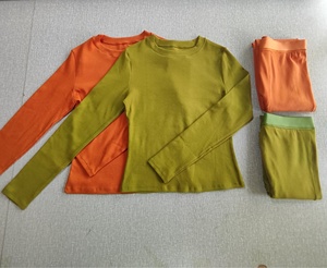 Moda tereyağı yumuşak nervürlü pamuk Spandex lüks yaz örme kumaş Casual kadın özel nakış ile LoungeWear setleri - Product Image 5