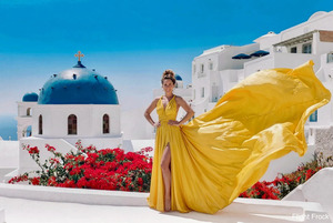 Elegante Vestido Fluido para Mujer, Estilo Santorini, Vestido Largo y Esvozado para Sesión de Fotos, Vestido Maxi Convertible Multiusos - Product Image 4