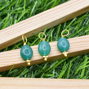Green Onyx Tumble Pendant Smooth 8 to 10mm Gemstone <b>Charm</b> Dainty Necklace Earring Jewelry Supply - Product Image 6