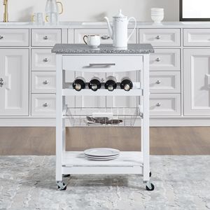 Carrello da Cucina Mobile con Isola, Cassetto e Cesto Portaoggetti Estraibile in Rete - Product Image 4