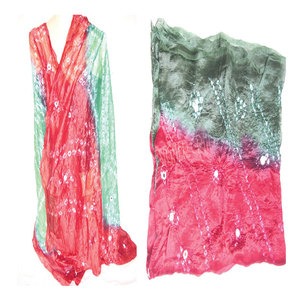 Foulard Hijab en Soie Pure à 100% Teintée par Nouage (Bandhani) – Léger, Doux, Respirant, Élégant, Long (180x75cm) – Écharpe Ethnique Tendance – Vente en Gros - Product Image 5