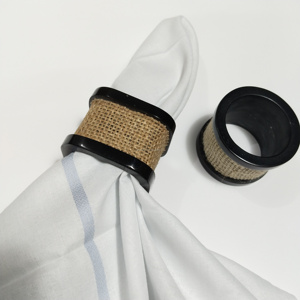 Anillo para Servilletas de Resina Moderno con Inserto de Fibra Natural Tejida, Decoración de Mesa Rústica y Contemporánea para Cenas y Fiestas - Product Image 5