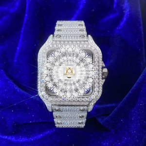 Reloj de Hombre con Moissanita Redonda Brillante de 20 a 35 Quilates, Analógico Digital de Cuarzo, Resistente al Agua 10 Bar, Reloj de Lujo - Product Image 1