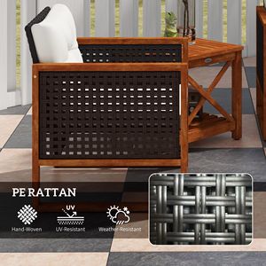 Set Bistrot da Esterno in Vimini Marrone con Cuscini, Arredamento da Giardino per Veranda, Cortile e Giardino - Product Image 6