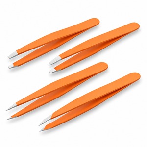 Juego de Pinzas para Cejas de Acero Inoxidable Color Naranja, Punta Puntiaguda, Duraderas, Estilo Moderno - Product Image 1