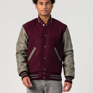 Blouson Bomber Varsity Personnalisé pour Homme en Laine et Cuir – Corps en Laine Premium, Manches en Cuir Véritable, Poignets Côtelés et Boutons Pression – Style Urbain - Product Image 2