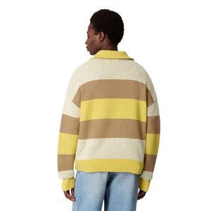 <b>Men</b> Yellow Striped Polo Sweater Long Sleeve Knit Pullover Casual Warm Winter <b>Knitwear</b> Custom Logo OEM Manufacturer Sportswear - Product Image 3