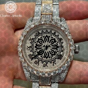 Montre de luxe pour homme Charm_Jewells en acier inoxydable, boîtier de 40 mm, mouvement mécanique analogique, accents de diamants, résistance à l'eau 10 bars - Product Image 2