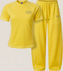 Ensemble de vêtements de sport pour femmes Clovix Sports, blanc, deux pièces, t-shirt à manches courtes et pantalon de survêtement à jambes larges, tenue de sport d'été - Product Image 5
