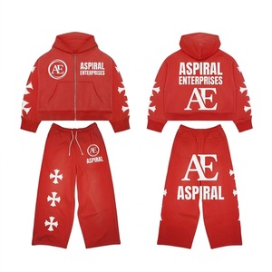 Survêtement Athlétique Premium Rouge 450 GSM avec Veste Zippée Intégrale et Pantalon de Survêtement – Tenue de Sport Anti-Transpiration pour Adultes - Product Image 1