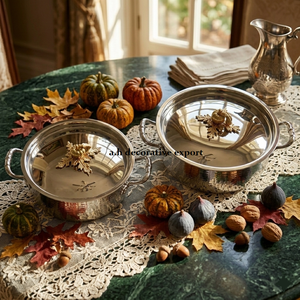 Olla de Servir de Acero Inoxidable Martillado de Lujo con Tapa Dorada en Forma de Calabaza, Cazuela Real Hecha a Mano para Bodas y Decoración del Hogar - Product Image 3