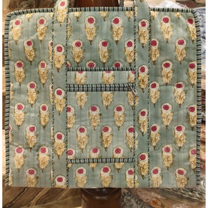 Luxury Handmade Jaipur Hand Block Print Quilted Cotton Tote <b>Bag</b> Floral Pattern Summer 16x12 Inch Durable Sustainable Zip Closure - Product Image 5