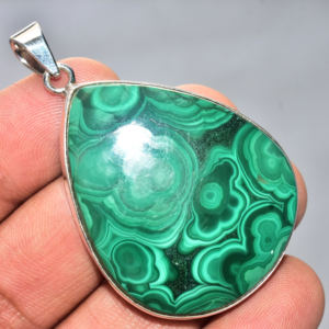 Pendentif en chrysocolle et malachite de qualité supérieure, pendentif en argent sterling 92,5 - Product Image 2
