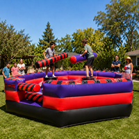 Arène de combat interactive gonflable commerciale pour joute de gladiateurs, avec bâtons de joute rembourrés en PVC, certifiée CE, Max