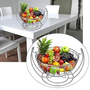 Iron Fruit <b>Basket</b> with Drain Design Stylish Steel Fruit Bowl <b>Kitchen</b> Storage Holder - Product Image 5
