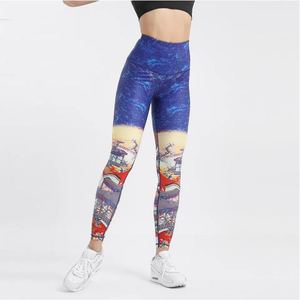 Leggings de sport pour femmes à imprimé marbré de qualité supérieure, séchage rapide, pour la course et le yoga, taille haute, pour l'entraînement - Product Image 4