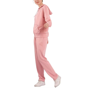 Ensemble de survêtement d'hiver pour femme à capuche, délavé à l'acide, coupe classique, 100 % coton, séchage rapide, respirant, pour yoga et sport, avec logo personnalisé OEM - Product Image 4