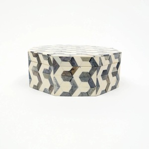 Boîte à bijoux de luxe à motif géométrique avec couvercle, incrustation d'os, faite à la main, pour la décoration intérieure, exportateur - Product Image 3