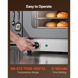 Horno de Convección Comercial de Sobremesa con Capacidad de 4.24 Pies Cúbicos, 4 Bandejas, Funcionamiento a Gas de 360 Grados, para Bandejas de Tamaño Completo, Ideal para Hoteles - Product Image 6