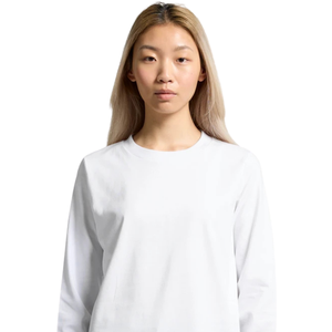 T-shirt uni à manches longues et col rond pour femme, coupe décontractée et classique, haut en coton basique, vêtements personnalisés OEM, fabricant en gros - Product Image 5
