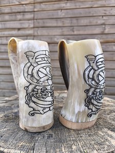 Nouveauté : Chope à boire en corne de buffle naturelle, style Viking, pour bière et vin, artisanat naturel en agate disponible. - Product Image 6