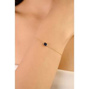 14K <b>Solid</b> <b>Gold</b> Vintage Sapphire <b>Bangle</b> Bracelet-Thanksgiving Gift - Product Image 5