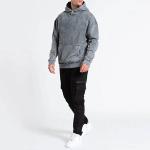 Sweat-shirt à capuche unisexe surdimensionné en coton délavé à l'acide, style vintage streetwear, vente en gros personnalisée - Product Image 2