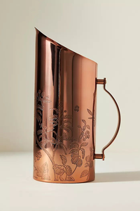 Carafe à eau en cuivre de qualité professionnelle, artisanale, pichet de rangement, accessoire de cuisine haut de gamme, style moderne - Product Image 1