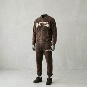 Mens Dark <b>Brown</b> Zip Hoodie <b>Jogger</b> Pants Tracksuit Set Embroidered Sweatshirt Streetwear Sportswear Activewear 100% Cotton Quick - Product Image 1