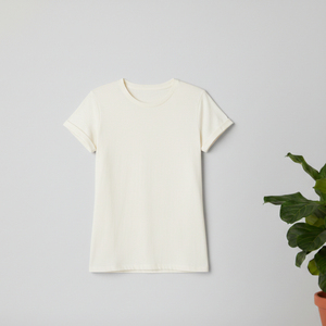 <b>Women's</b> <b>T</b>-<b>Shirt</b> in <b>Plain</b> <b>White</b> Color Short Sleeves and O Shaped Neck Rib Accept All Types of Customization - Product Image 2