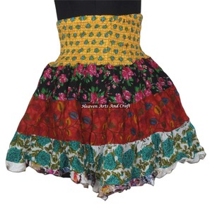 Gypsy Patch Work Mini Rara Hippy New Boho Festival <b>Skirt</b> Boho Stylish Multi Color Patch Cotton Mini Sexy <b>Skirt</b> for Summer Wear - Product Image 2
