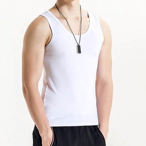 <b>Men's</b> Cotton <b>Tank</b> <b>Top</b> O-Neck Solid Color Casual Breathable Knitted Plain Dyed White Gray Blue <b>Black</b> - Product Image 2