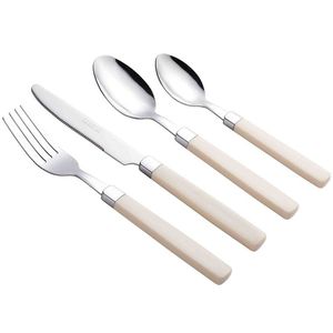 Juego de cubiertos de acero inoxidable con cabeza cuadrada y mango de bambú, cuchara, tenedor, cuchillo, vajilla - Product Image 6