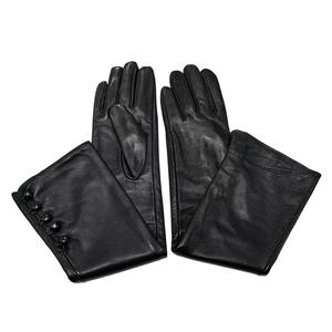 Opera Length Black Leather <b>Gloves</b> Unlined Retro Style Winter Warmth Business Use - Product Image 3